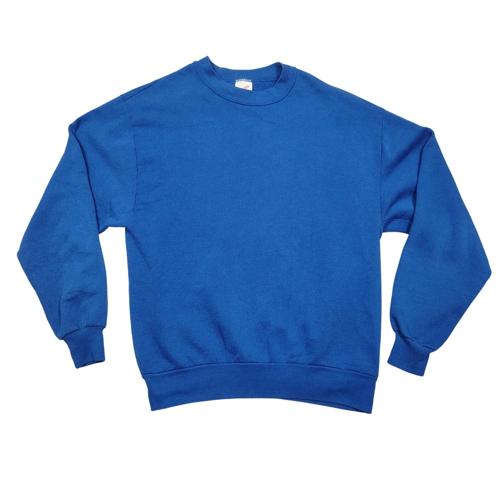 Jerzees Sweatshirt Mens M Vintage USA Made Crewneck Solid Blue
